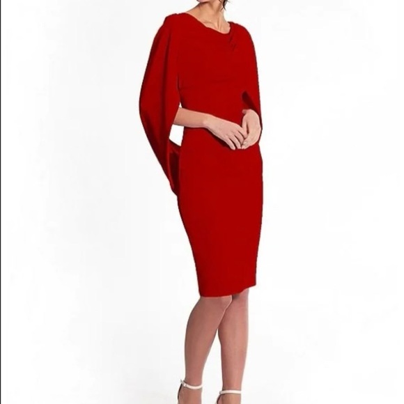 BETSY & ADAM Drape Back Red Dress BNWT Size 4 - Picture 2 of 7